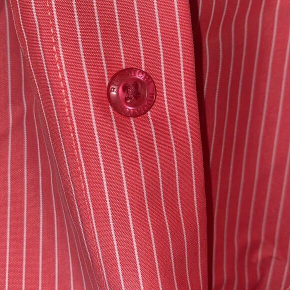 Bugatchi Uomo Men stripe Dress Long Sleeve button large Shirt red classic - Picture 3 of 7
